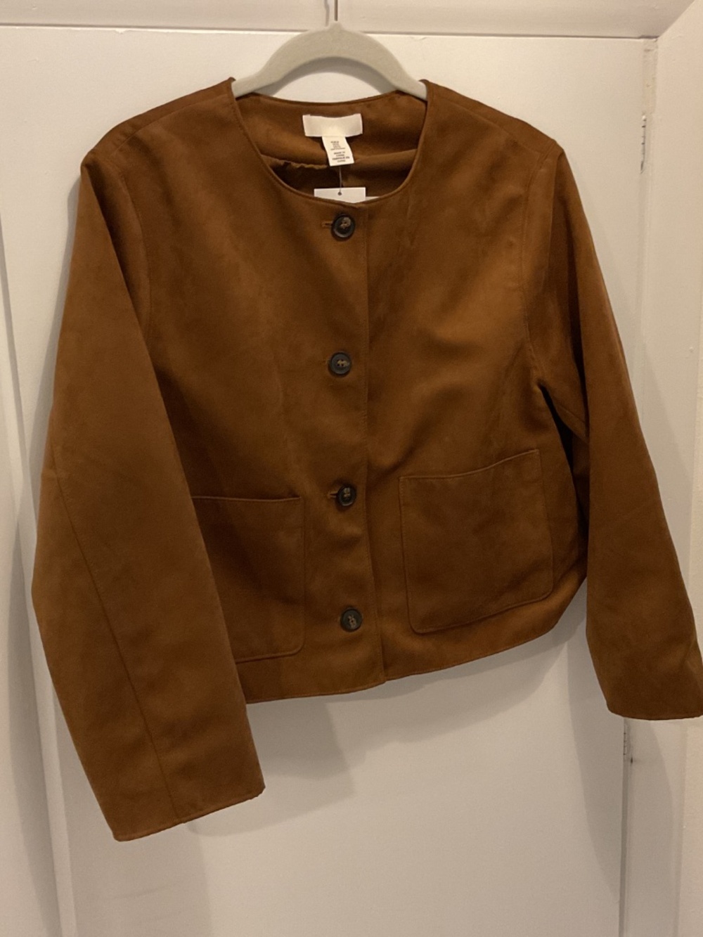 H&M jacket, size medium, caramel color, faux suede - Picture 3 of 4